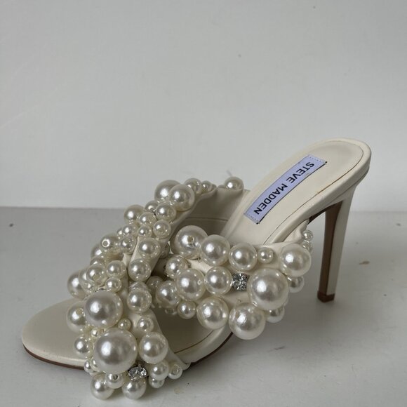 Steve Madden Duri Pearl-Embellished Slide Sandals – White – Size 6.5M – NWOB - Picture 9 of 10